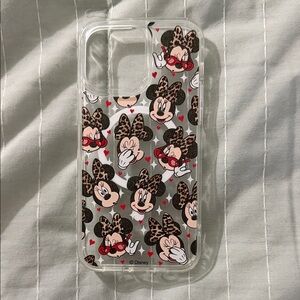 Clear Minnie Mouse Leopard Bow iPhone Case - iPhone 14 Pro Max
